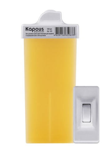 Воск жирорастворимый воск Желтый Натуральный в картридже с мини роликом / Kapous, 100 мл 
