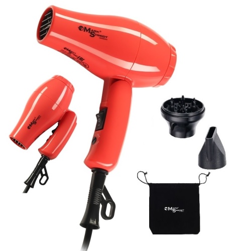 Фен для волос дорожный, коралл / Mark Shmidt 100W 9908к