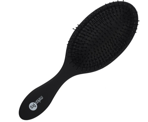 Щетка массажная для волос 100% нейлон, овальная черная 224*70 мм / MelonPro