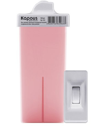 Воск жирорастворимый розовый с Диоксидом Титаниума в картридже с мини роликом / Kapous, 100 мл