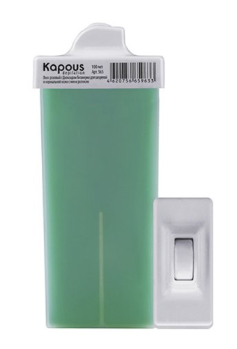 Воск жирорастворимый зеленый с Хлорофиллом в картридже с мини роликом / Kapous, 100 мл 