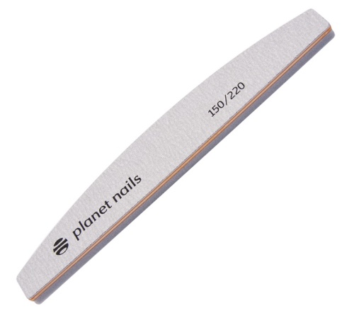 Пилка для ногтей полукруглая зебра/шлифовщик 150/220 / Planet Nails