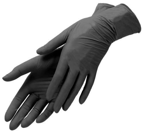 Перчатки виниловые черные, размер М / Planet Nails, 100 штук 