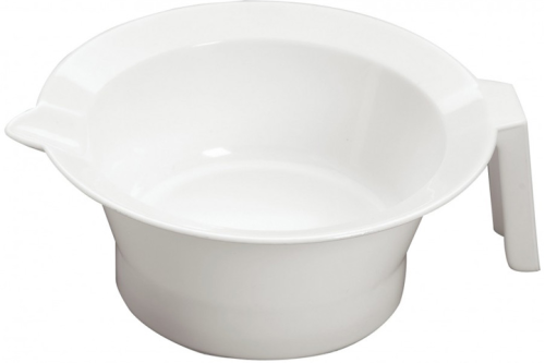 Чаша для краски с ручкой и носиком, резиновое дно, диаметр 13,5 см, прозрачная / Hairway 