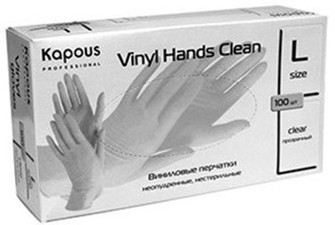 Перчатки виниловые прозрачные размер L / Kapous Professional, 100 штук