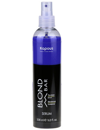 Двухфазная сыворотка для волос с антижелтым эффектом серии Blond Bar / Kapous, 500 мл