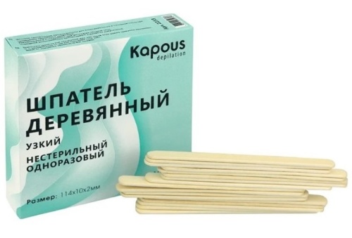 Шпатель деревянный узкий 114*10*2 мм / Kapous Depilation, 100 шт./уп 