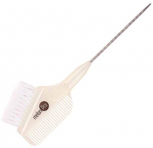 Кисть для окрашивания волос с металлическим хвостиком, белая / MelonPro, 23*6 см 