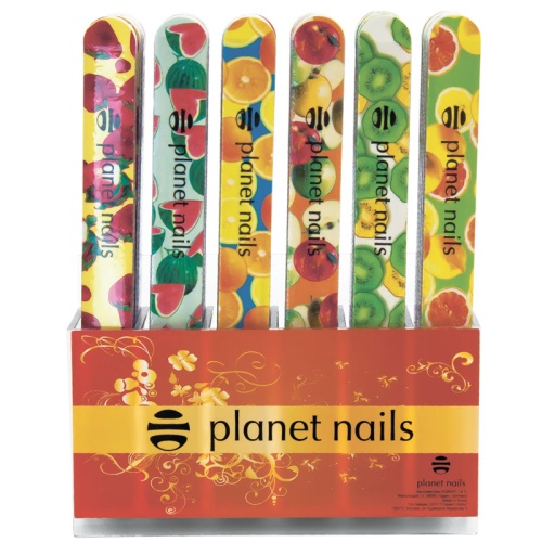 Набор пилок для ногтей (72 шт) стандартные цветные - фрукты 240/180 / Planet Nails