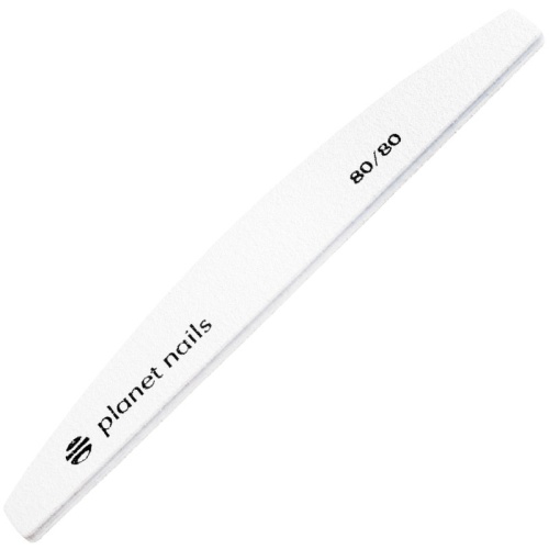 Пилка для ногтей широкая полукруглая белая 80/80 / Planet Nails