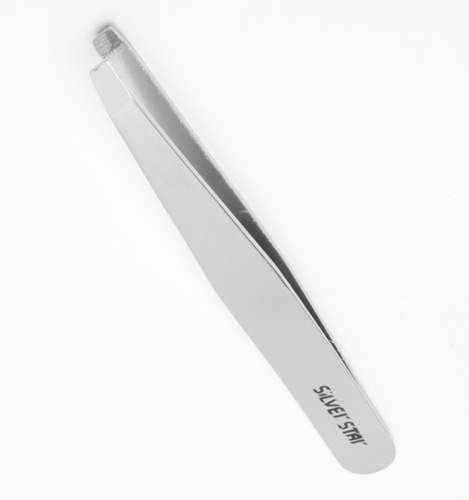 Пинцет для бровей косой AT-862 / Silver Star ECONOM
