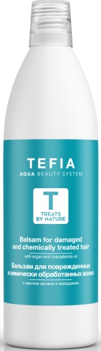 Бальзам для поврежденных и химически обработанных волос с маслом арганы и макадамии / Tefia, 1000 мл