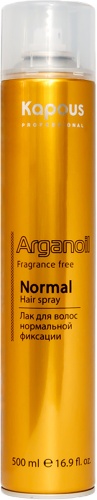 Лак аэрозольный для волос нормальной фиксации с маслом арганы / Kapous Arganoil, 500 мл