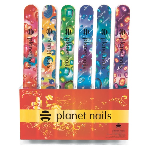 Набор пилок для ногтей (72 шт) стандартные цветные - кристалы 240/180 / Planet Nails