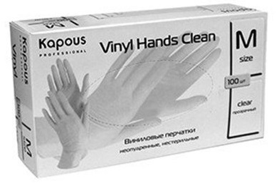Перчатки виниловые прозрачные размер М / Kapous Professional, 100 штук