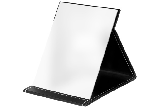 Зеркало настольное складное экокожа чёрное / LUCAS’ COSMETICS 