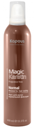 Мусс для укладки волос нормальной фиксации с кератином / Kapous Magic Keratin, 400 мл 