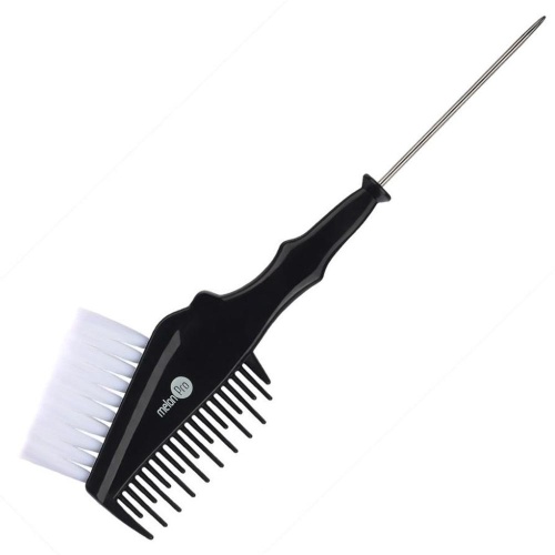 Кисть для окрашивания волос с расческой, металлический хвост, черная / MelonPro, 21,3*7 см