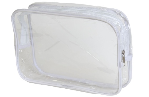 Косметичка прозрачная с белой гранью / Sibel, 19*27 см